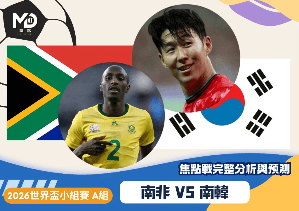 2026世足賽程6/25（四）台灣時間09:00 南非vs南韓（A組）